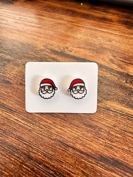 Sublimated Santa Head Acrylic Stud Earrings