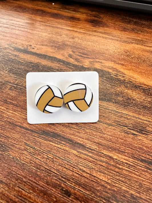 Sublimated Gold Volleyball Acrylic Stud Earrings