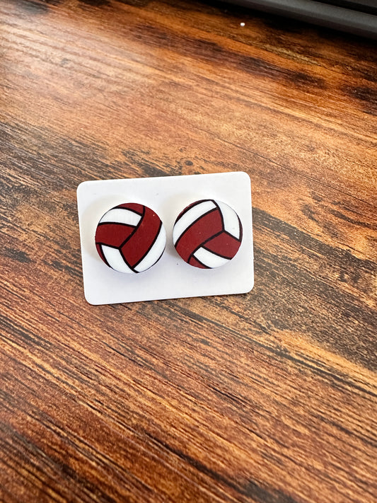 Sublimated Wine Volleyballl Acrylic Stud Earrings