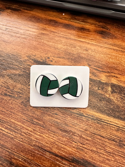 Sublimated Green and White Volleyball Acrylic Studs