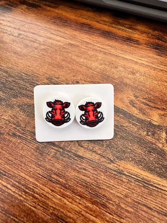 Sublimated Razorbacks Hog Acrylic Stud Earrings