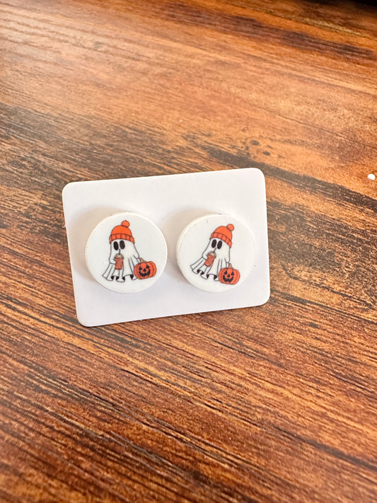 Sublimated Frappe Ghost Acrylic Stud Earrings
