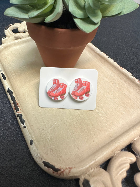 Sublimated Roller Skates Acrylic Stud Earrings