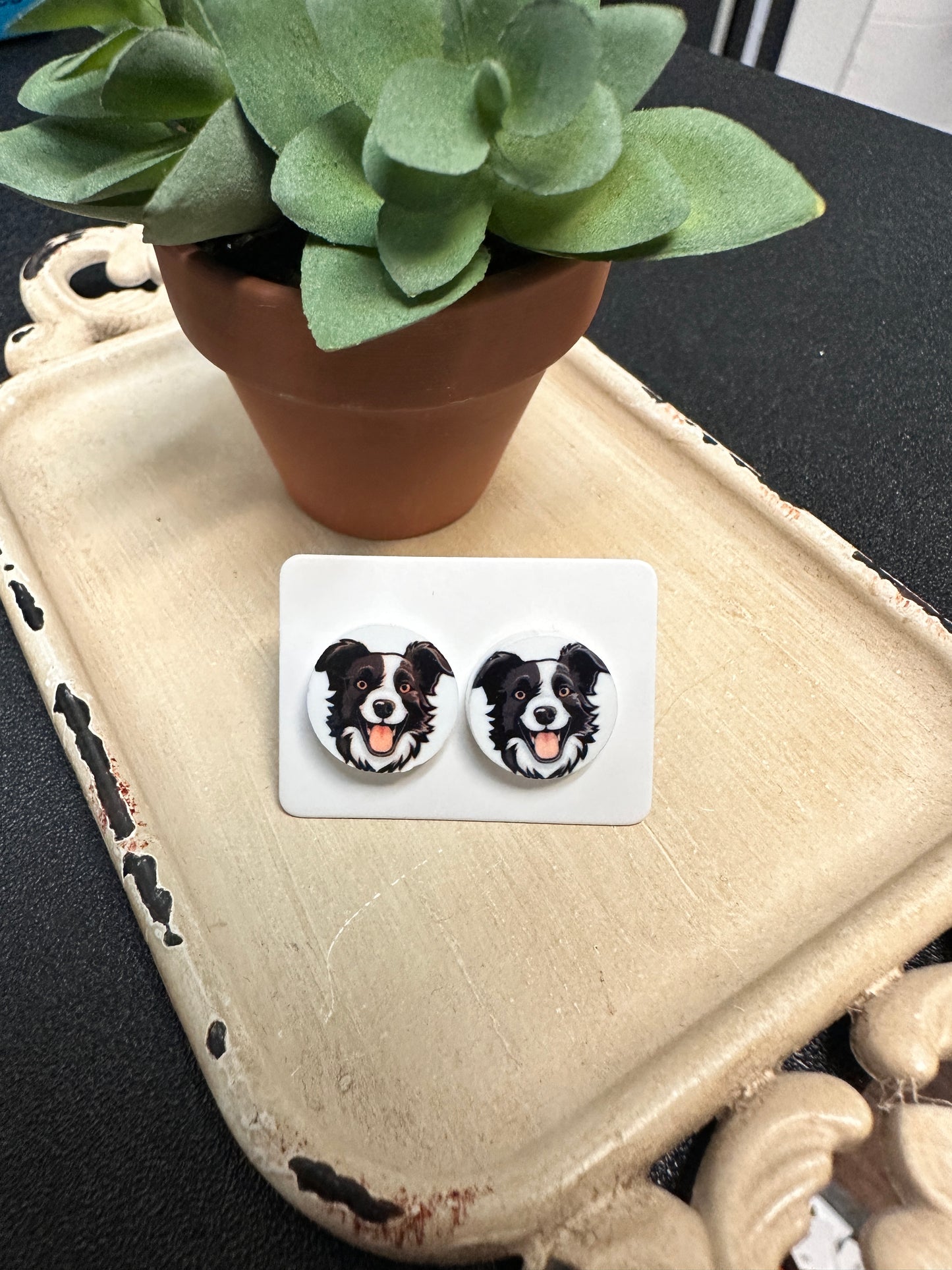 Sublimated Border Collie Acrylic Stud Earrings