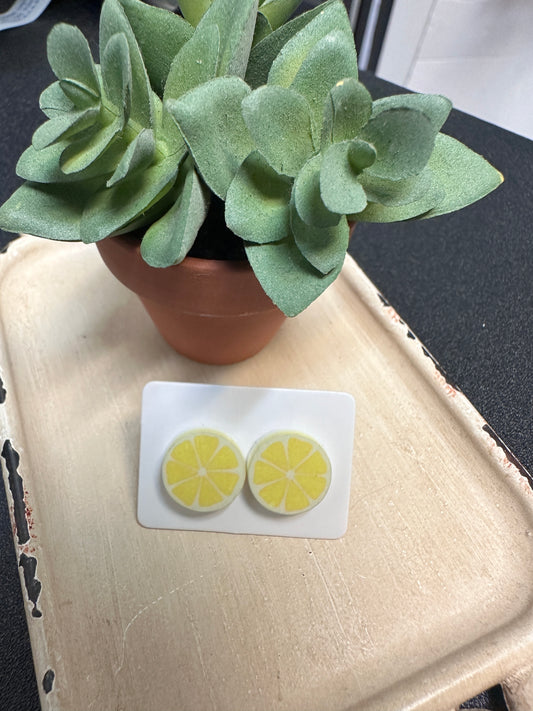 Sublimated Lemon Slices Acrylic Stud Earrings