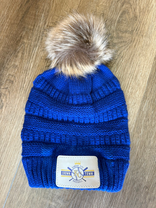 UV Printed Crown Town Knitted Pom Beanie