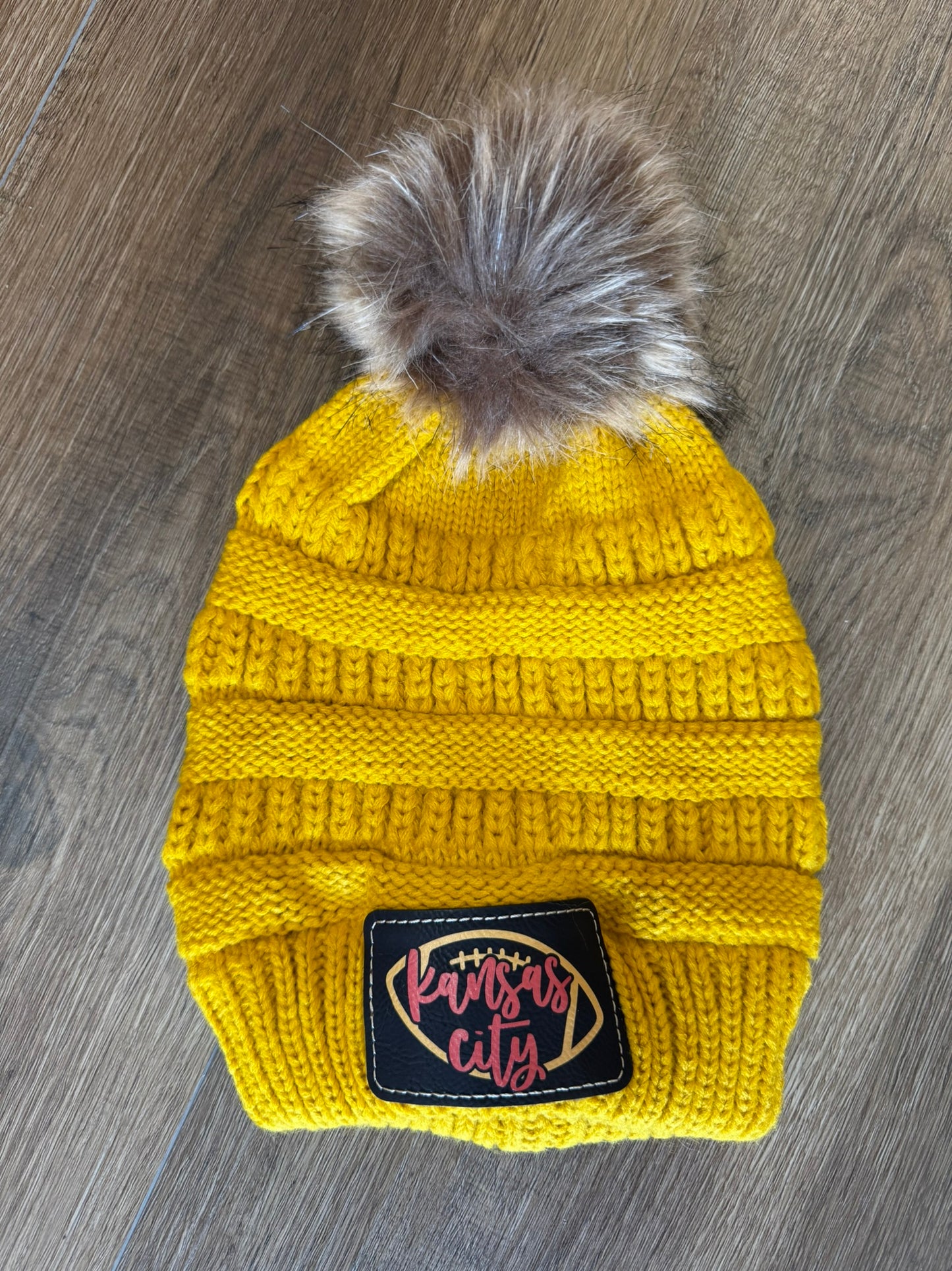 UV Printed Kansas City Football Knitted Pom Beanie