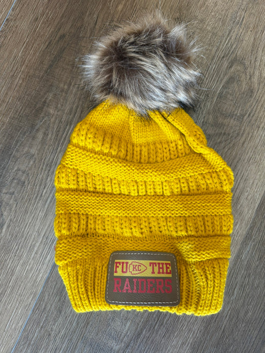 UV Printed FU KC The Raiders Knitted Pom Beanie