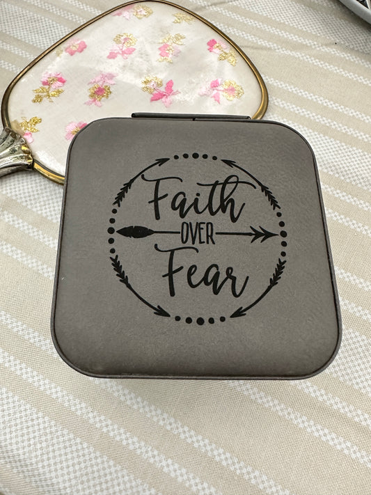 Faith Over Fear Large Text Jewelry Box