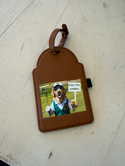 UV Printed Golden Par-Tee Golf Bag Tag