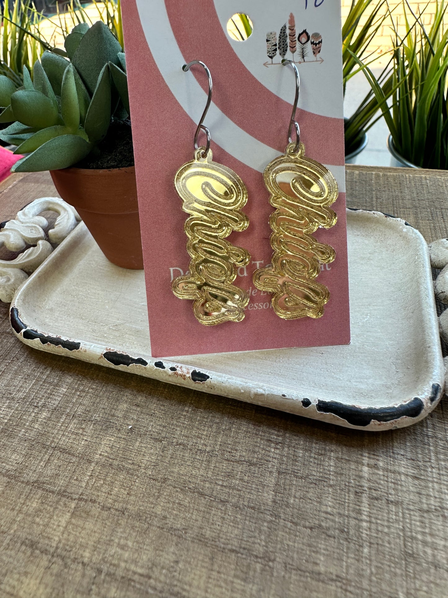 Chiefs Cursive Dangle Earrings