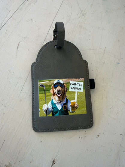 UV Printed Golden Par-Tee Golf Bag Tag