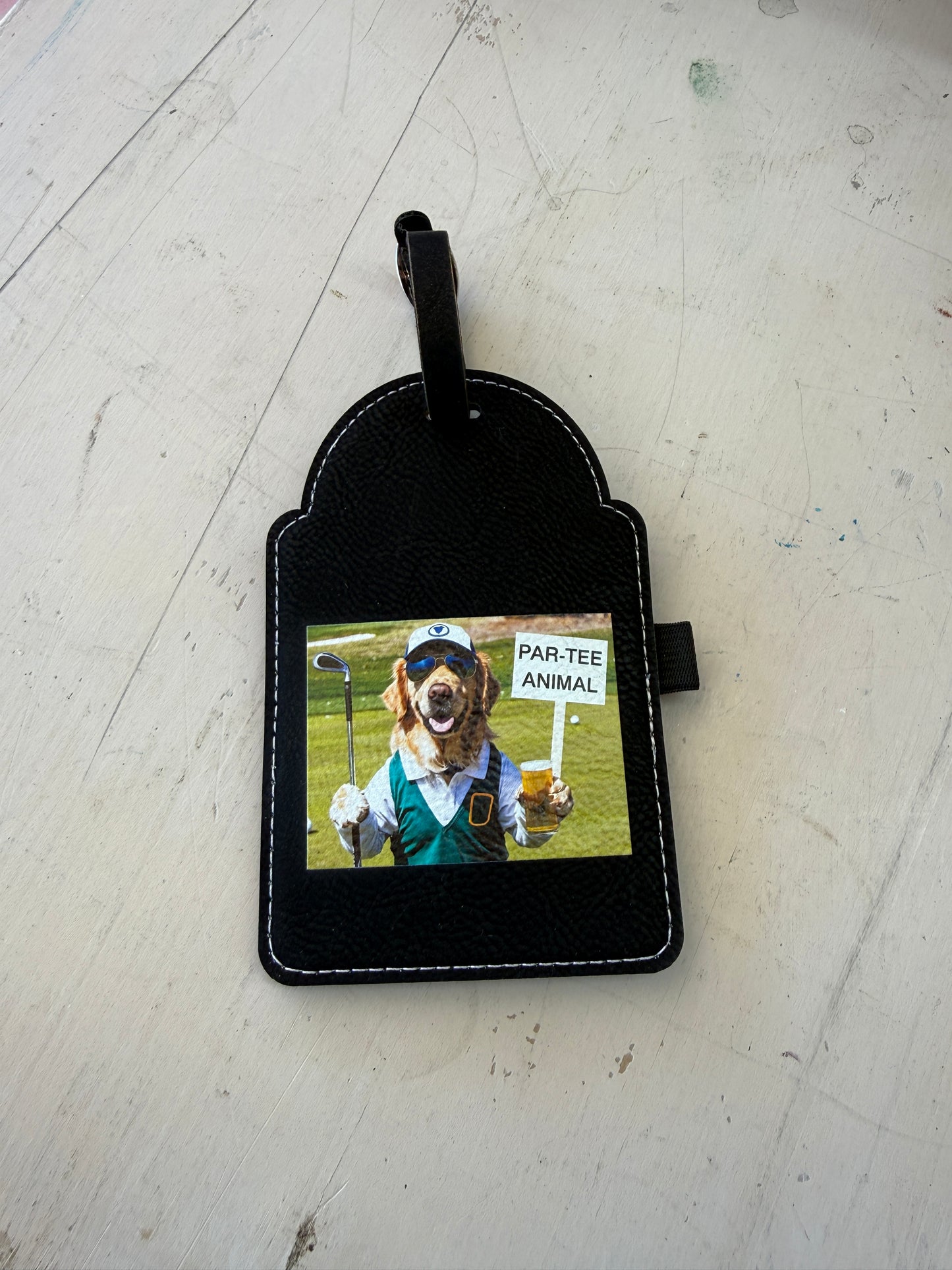 UV Printed Golden Par-Tee Golf Bag Tag