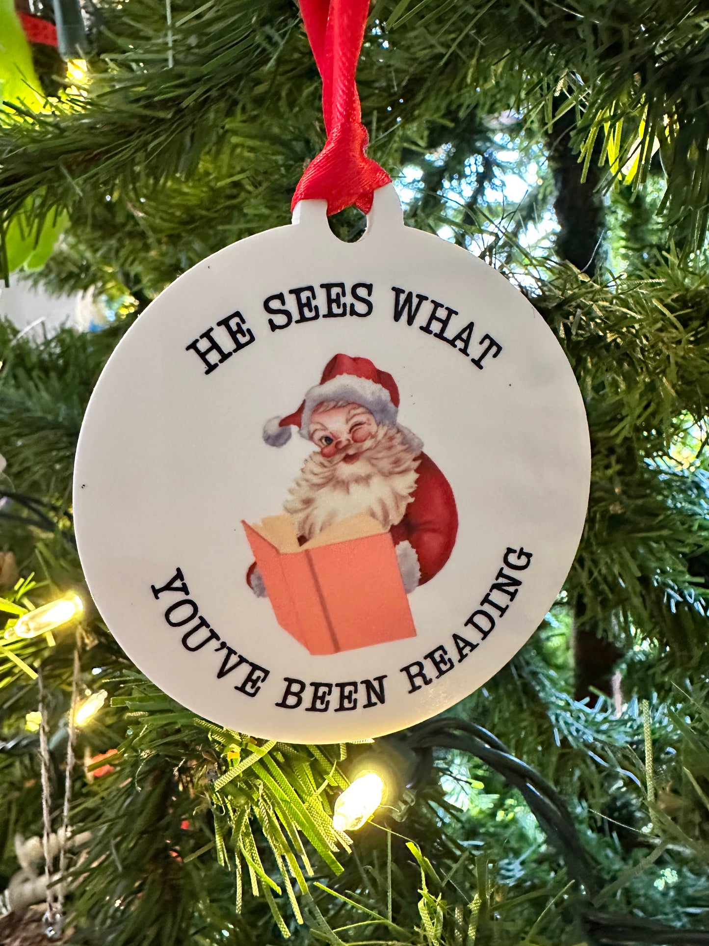 He Sees What You've Been Reading Ornament