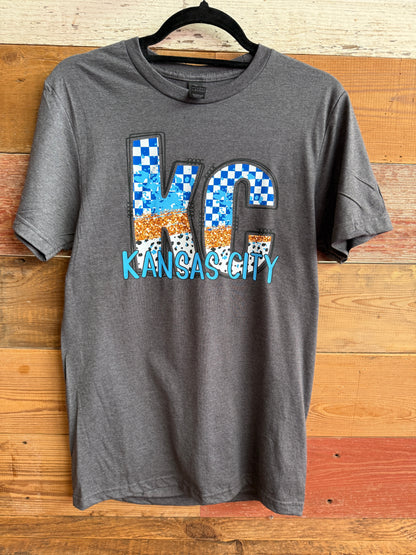 Blue KC Checkered Paint Tee