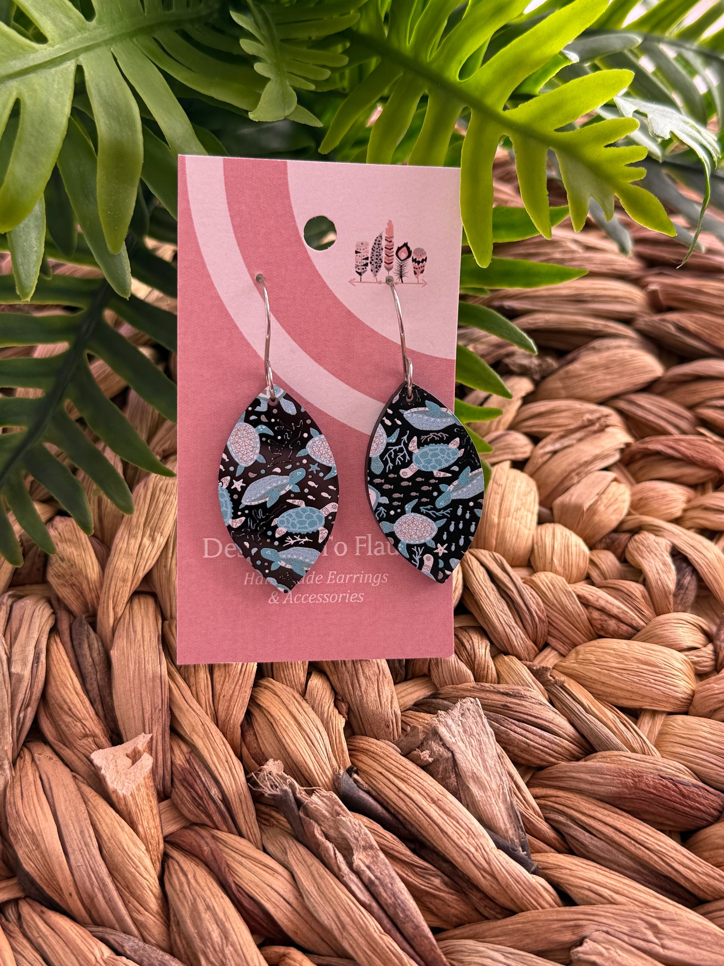 UV Printed Sea Turtles Dangle Earrings