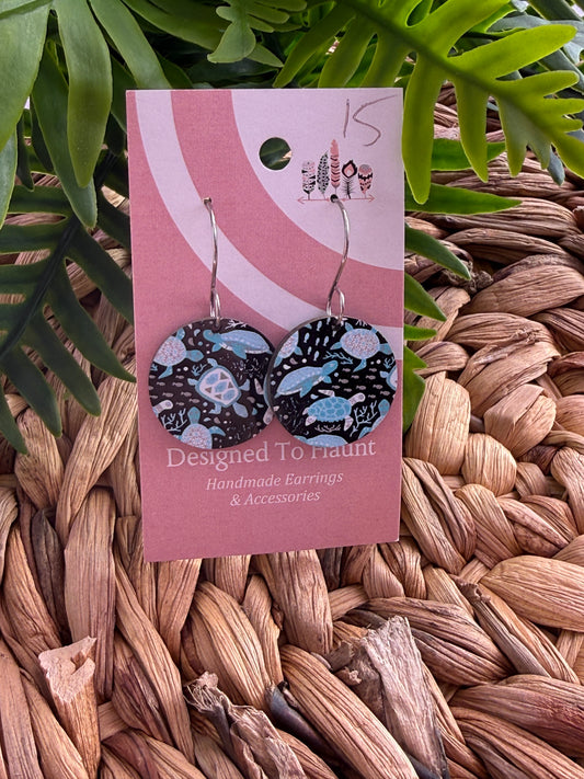 UV Printed Sea Turtles Dangle Earrings