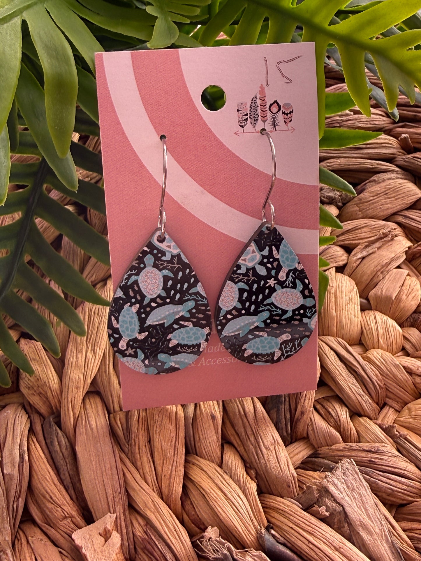 UV Printed Sea Turtles Dangle Earrings