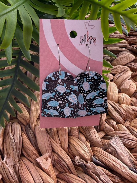 UV Printed Luxe Sea Turtles Dangle Earrings