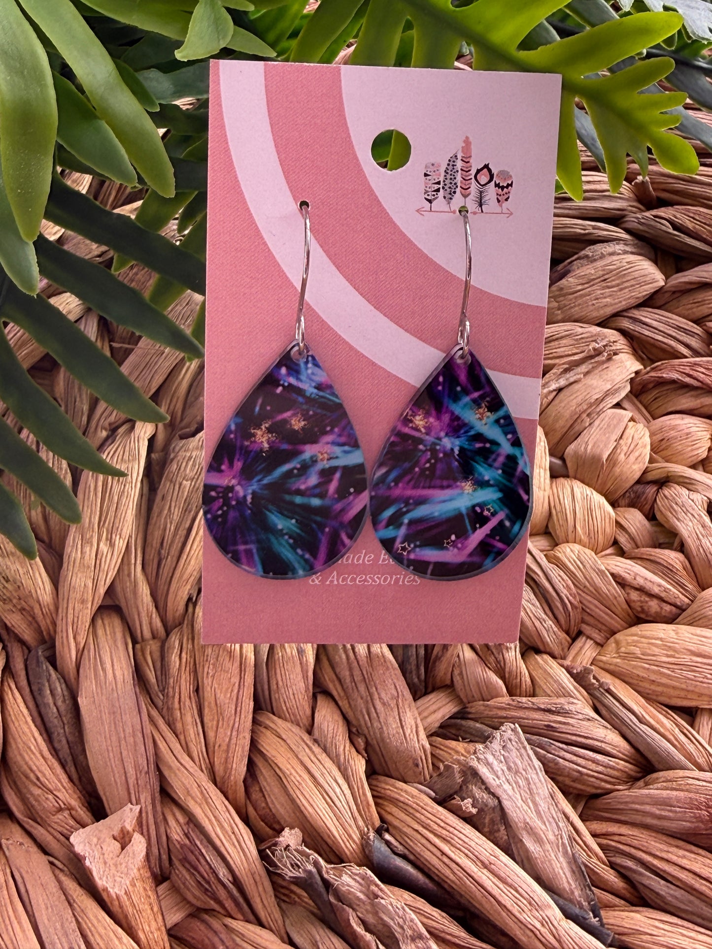 UV Printed Laser Stars Dangle Earrings