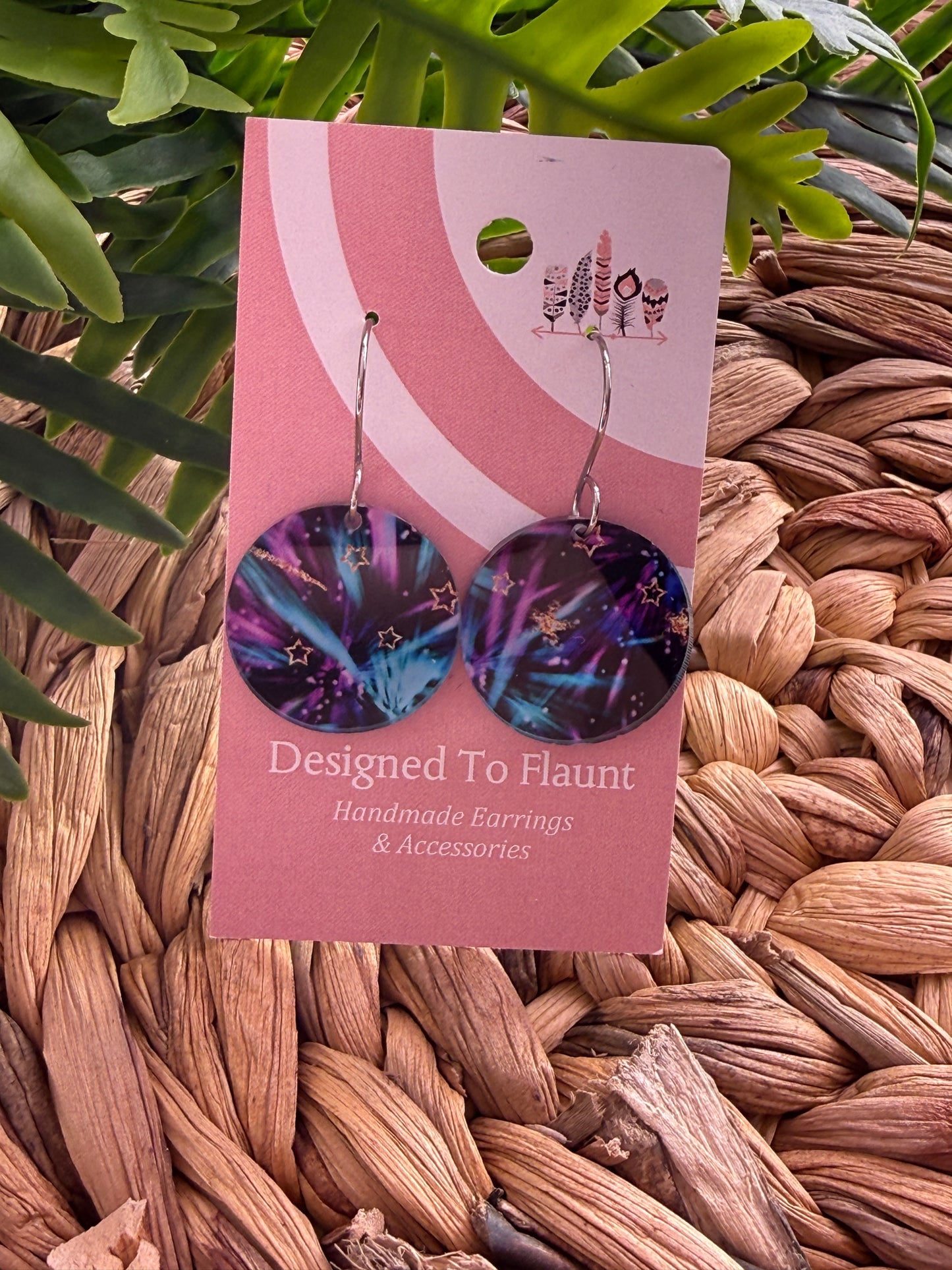 UV Printed Laser Stars Dangle Earrings