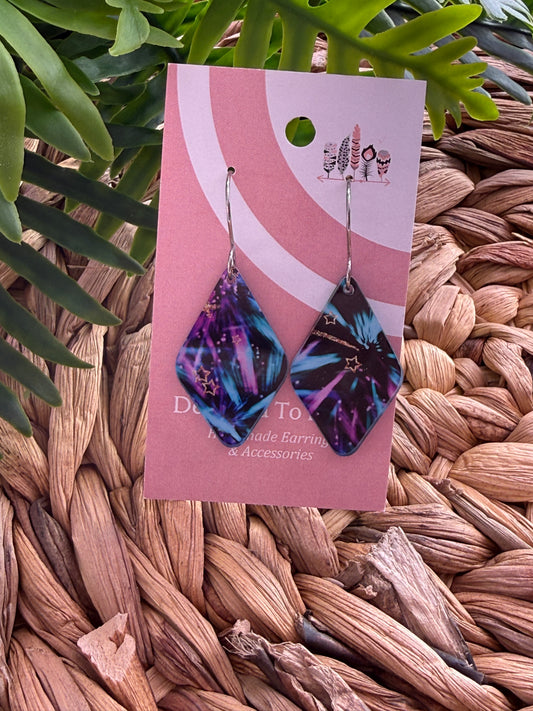 UV Printed Laser Stars Dangle Earrings