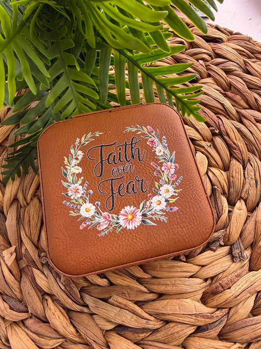 UV Printed Faith Over Fear Floral Jewelry Box