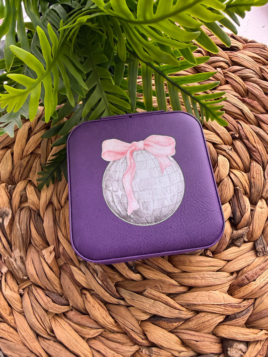 UV Printed Pink Bow Disco Ball Jewelry Box