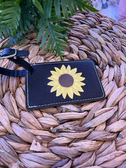 UV Printed Sunflower Luggage Tag
