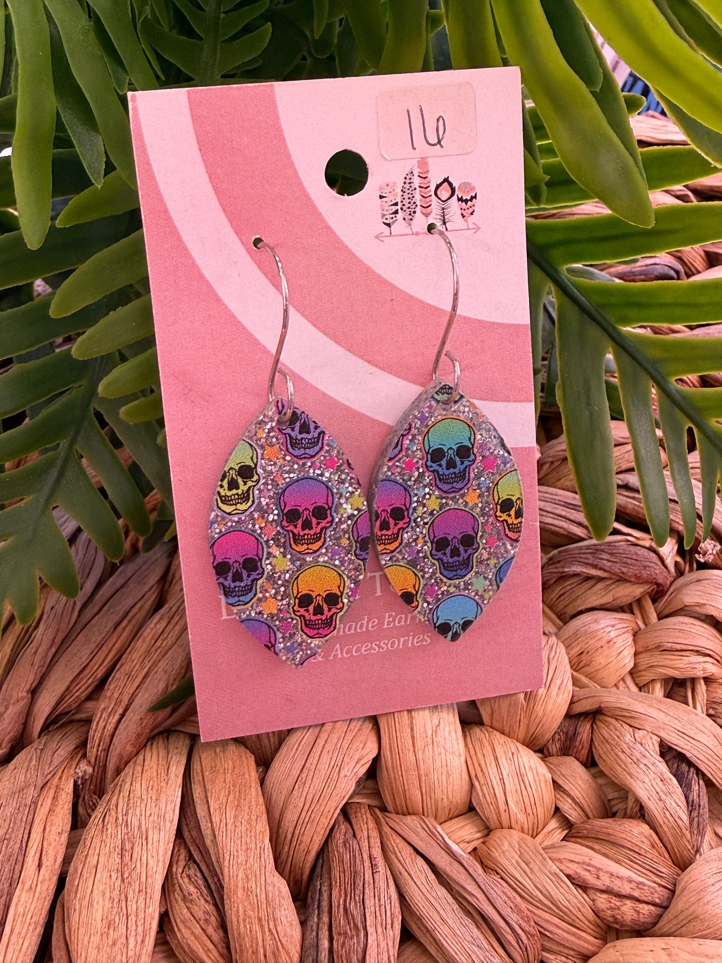 Rainbow Riot Skull Dangle Earrings