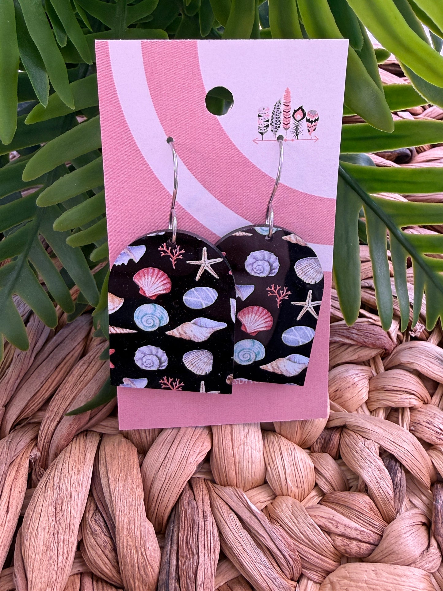 Midnight Tide Seashell Dangle Earrings