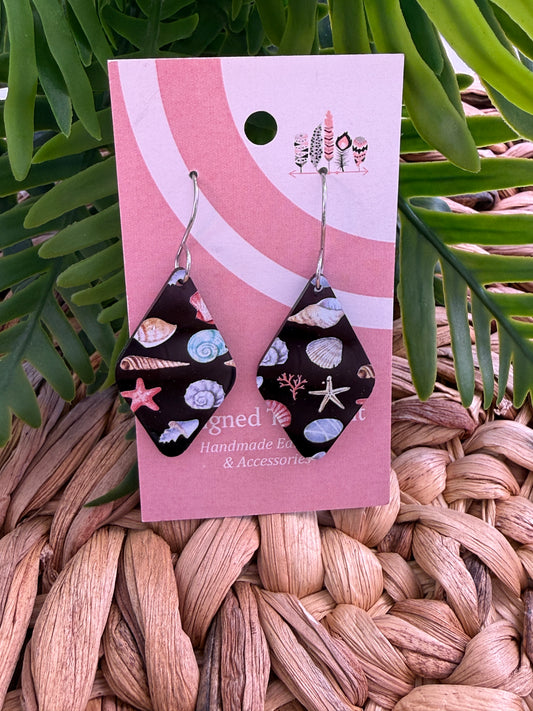 Midnight Tide Seashell Dangle Earrings