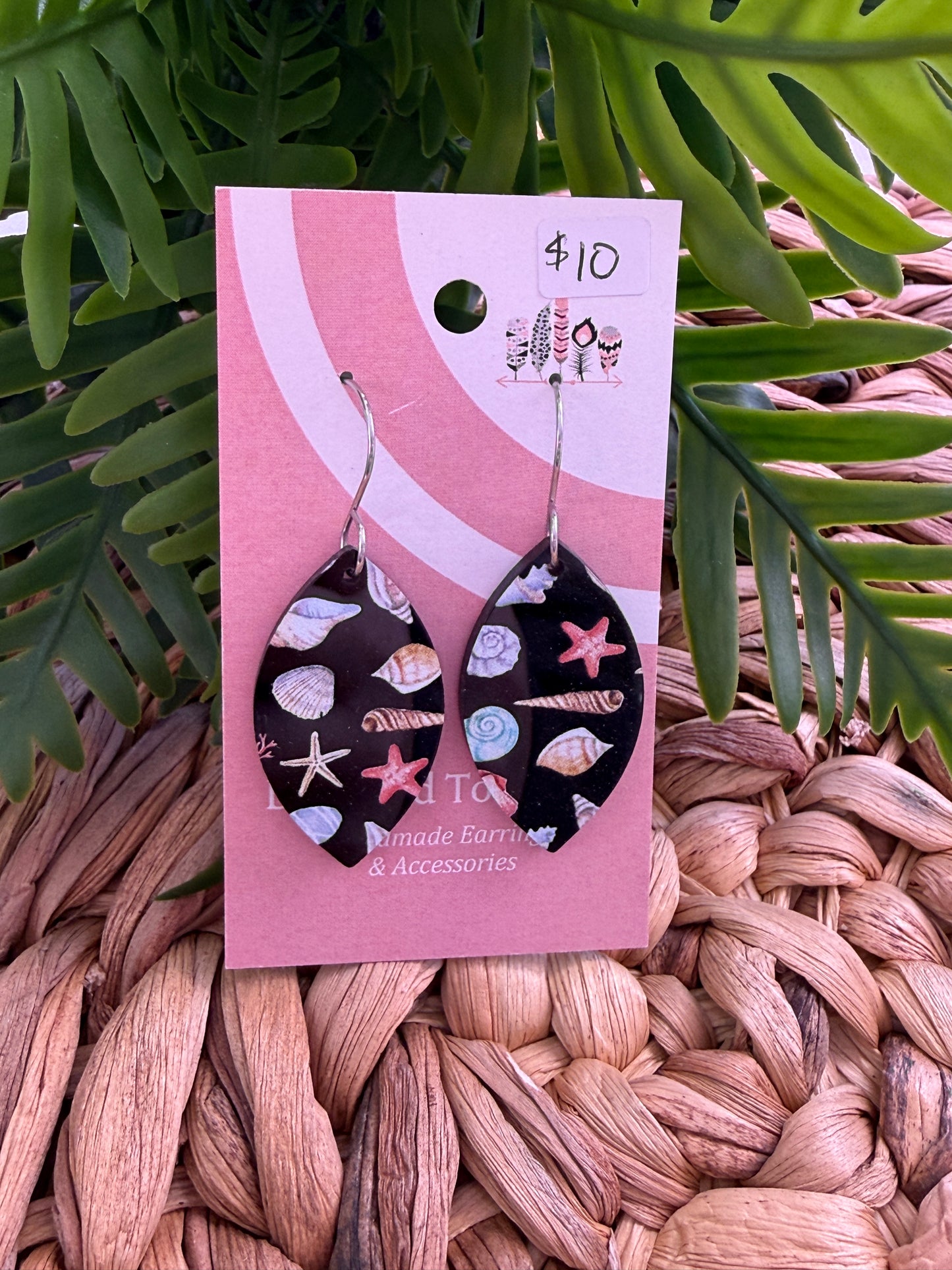 Midnight Tide Seashell Dangle Earrings