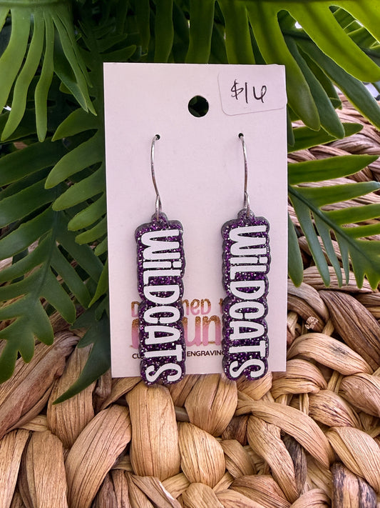 UV Printed Wildcats Glitter Dangle Earrings
