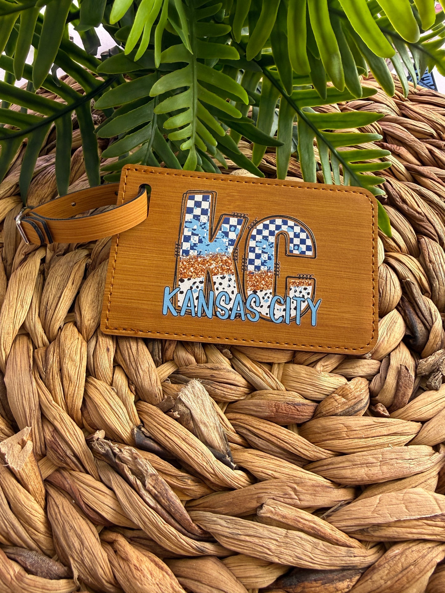 Royal Checkered Paint KC Luggage Tag