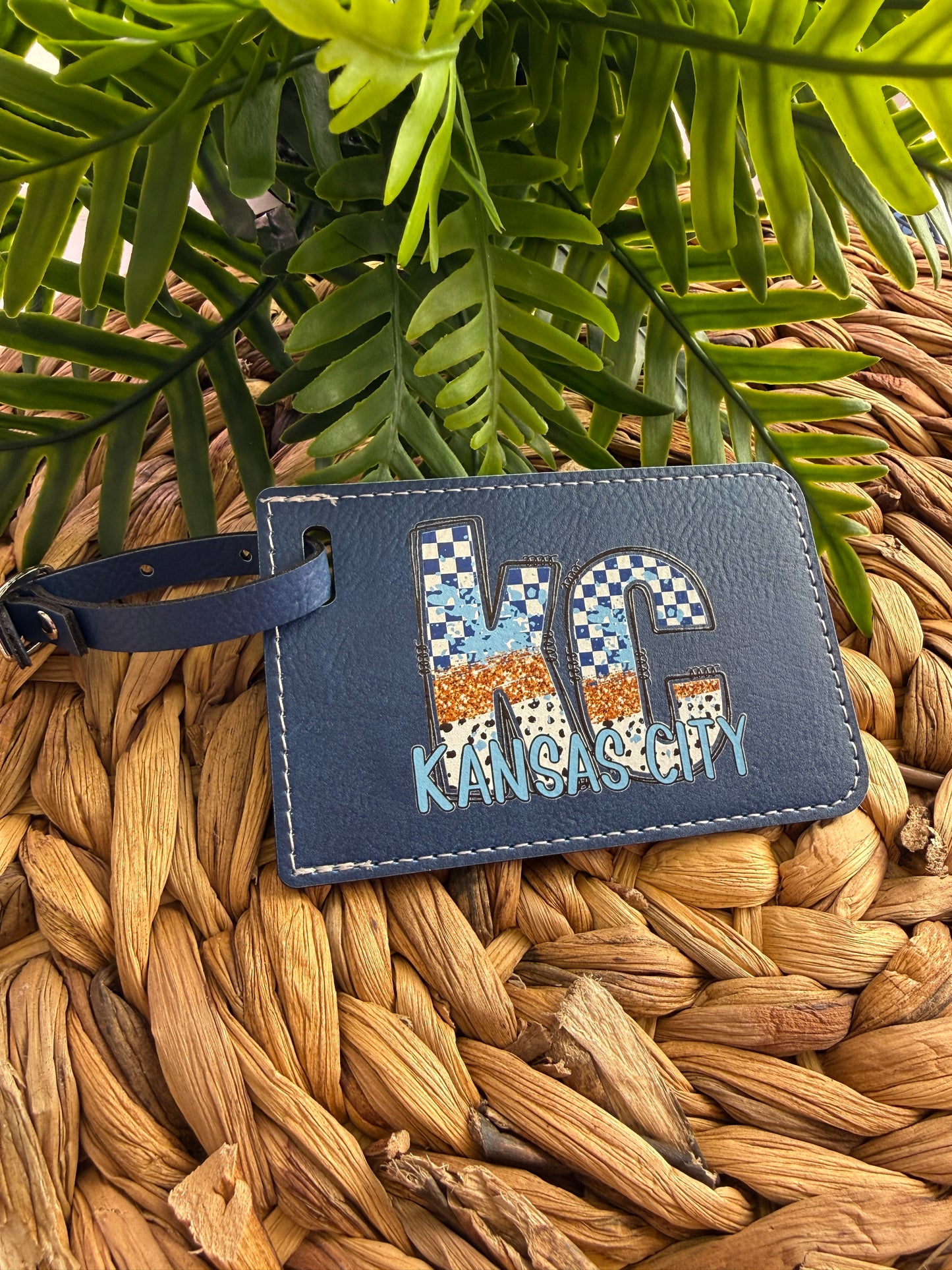 Royal Checkered Paint KC Luggage Tag