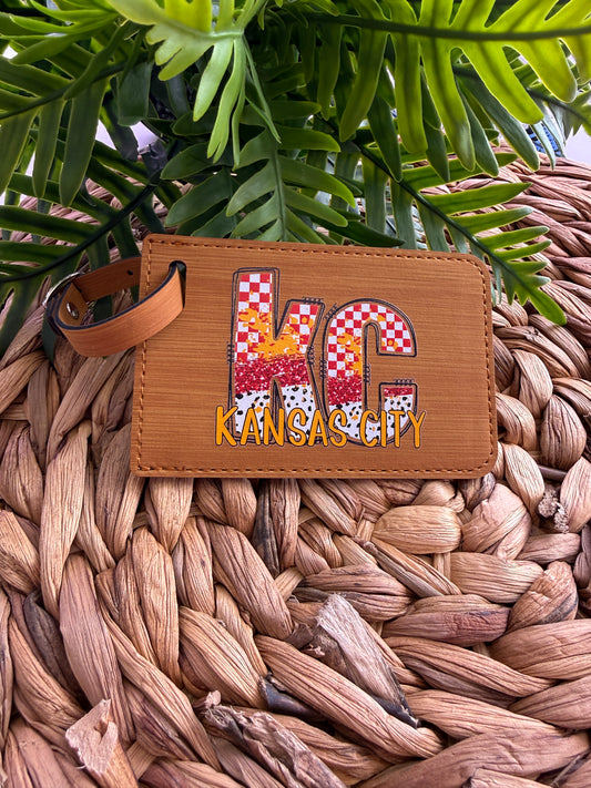 Red Checkered Paint KC Luggage Tag