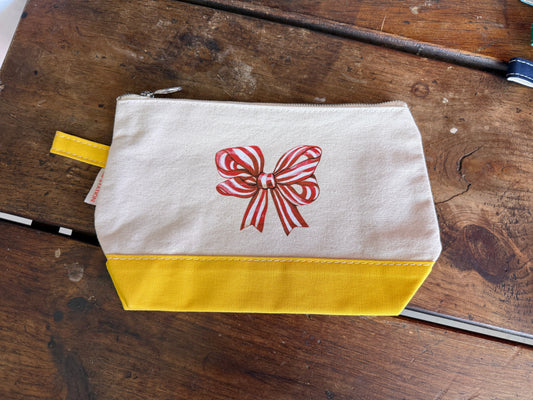 Candy Stripe Bow Cosmetic Bag