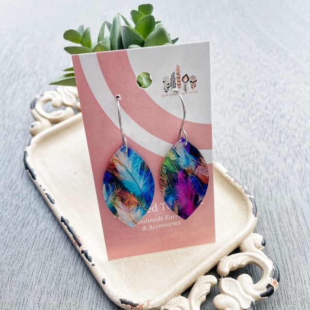 Birds of a Feather Print Dangle Earrings