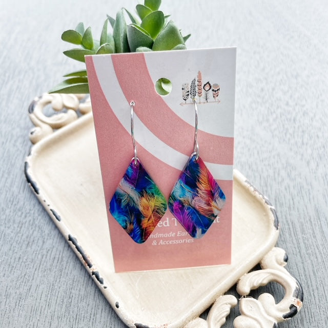 Birds of a Feather Print Dangle Earrings