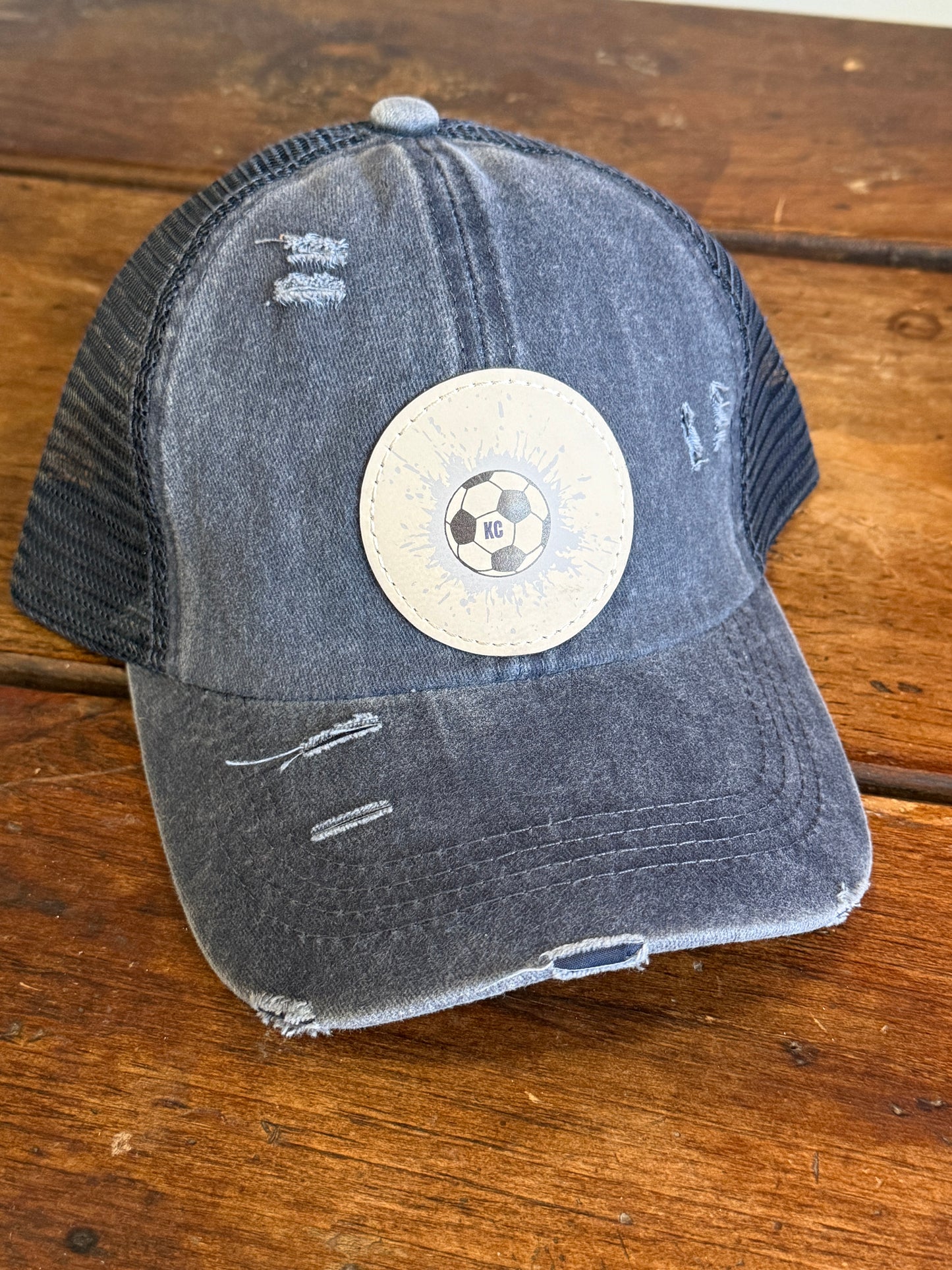 UV Printed Soccer Splash Women's Ponytail Hat