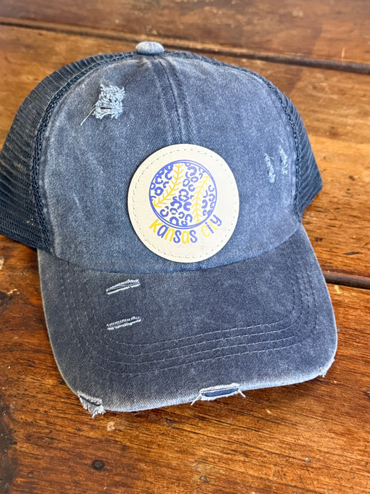 UV Printed Cheetah Print KC Baseball Women's Ponytail Hat