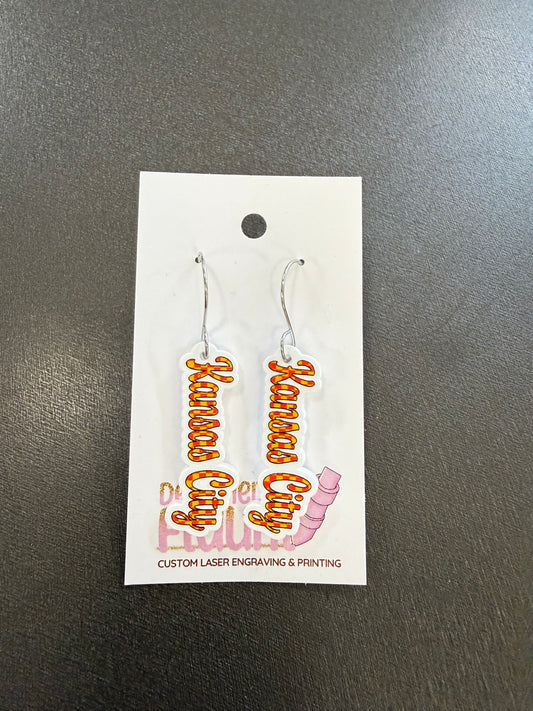 UV Printed Kansas City Check Acrylic Dangle Earrings
