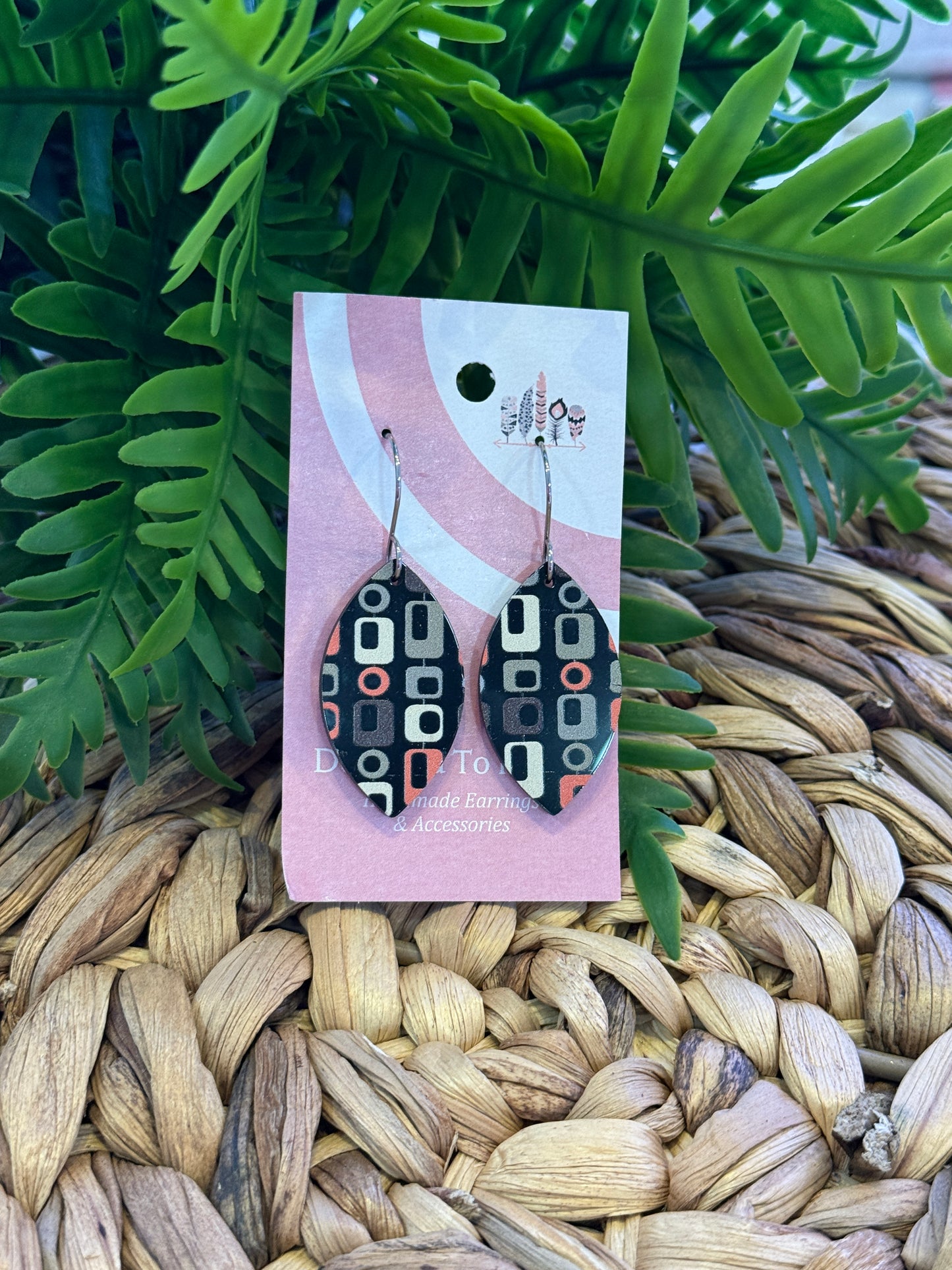 UV Printed Vintage Pop Dangle Earrings