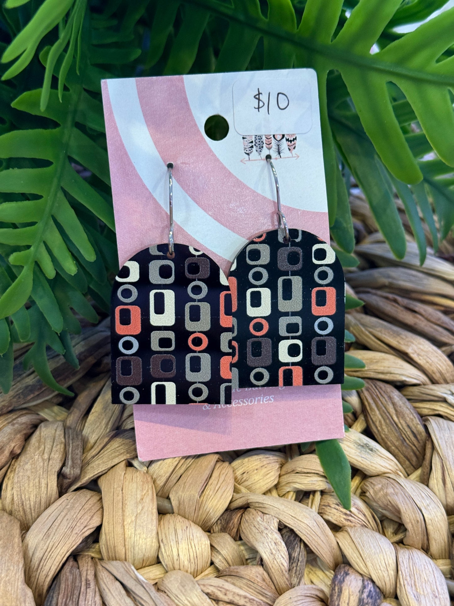 UV Printed Vintage Pop Dangle Earrings