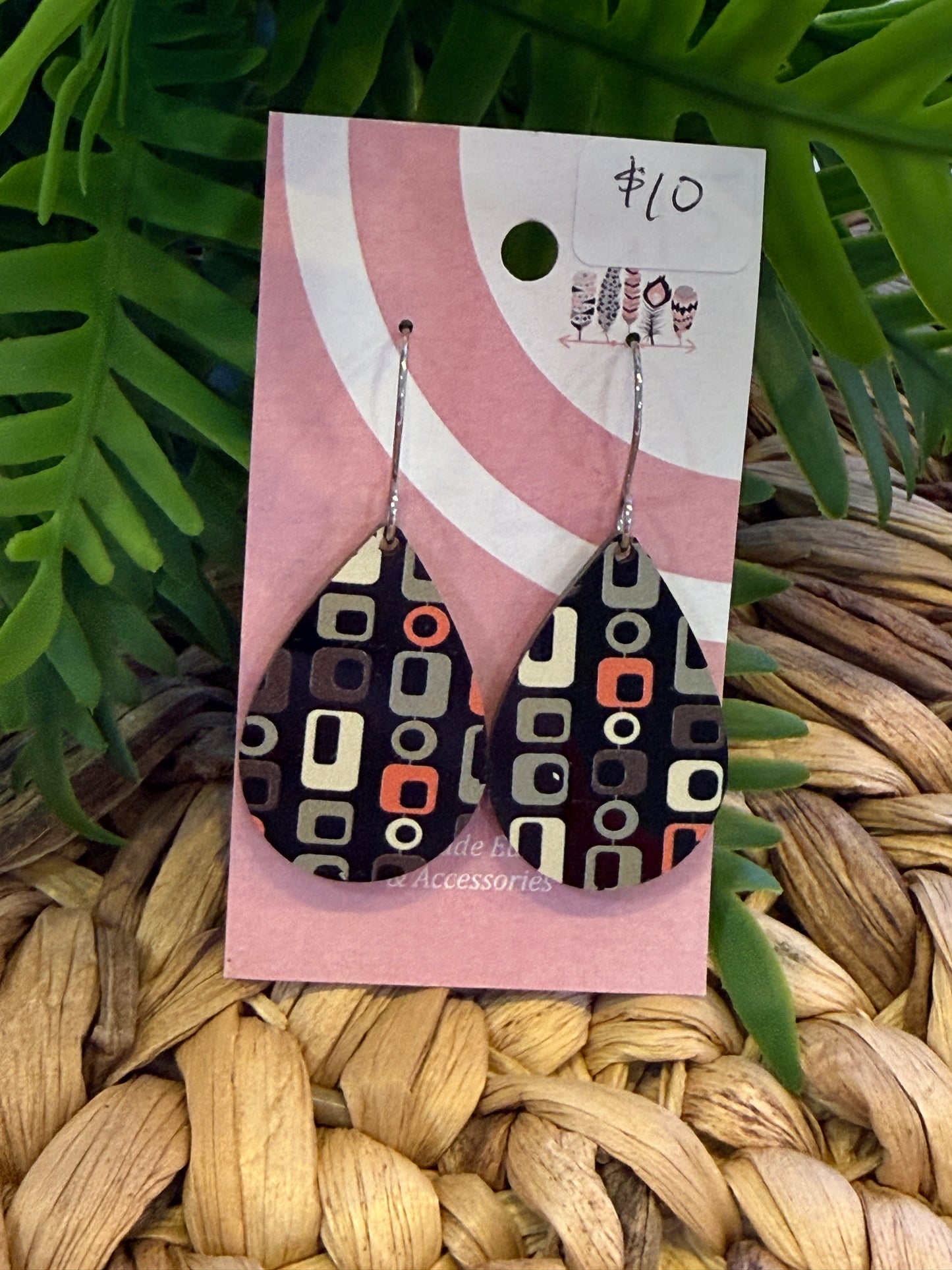 UV Printed Vintage Pop Dangle Earrings