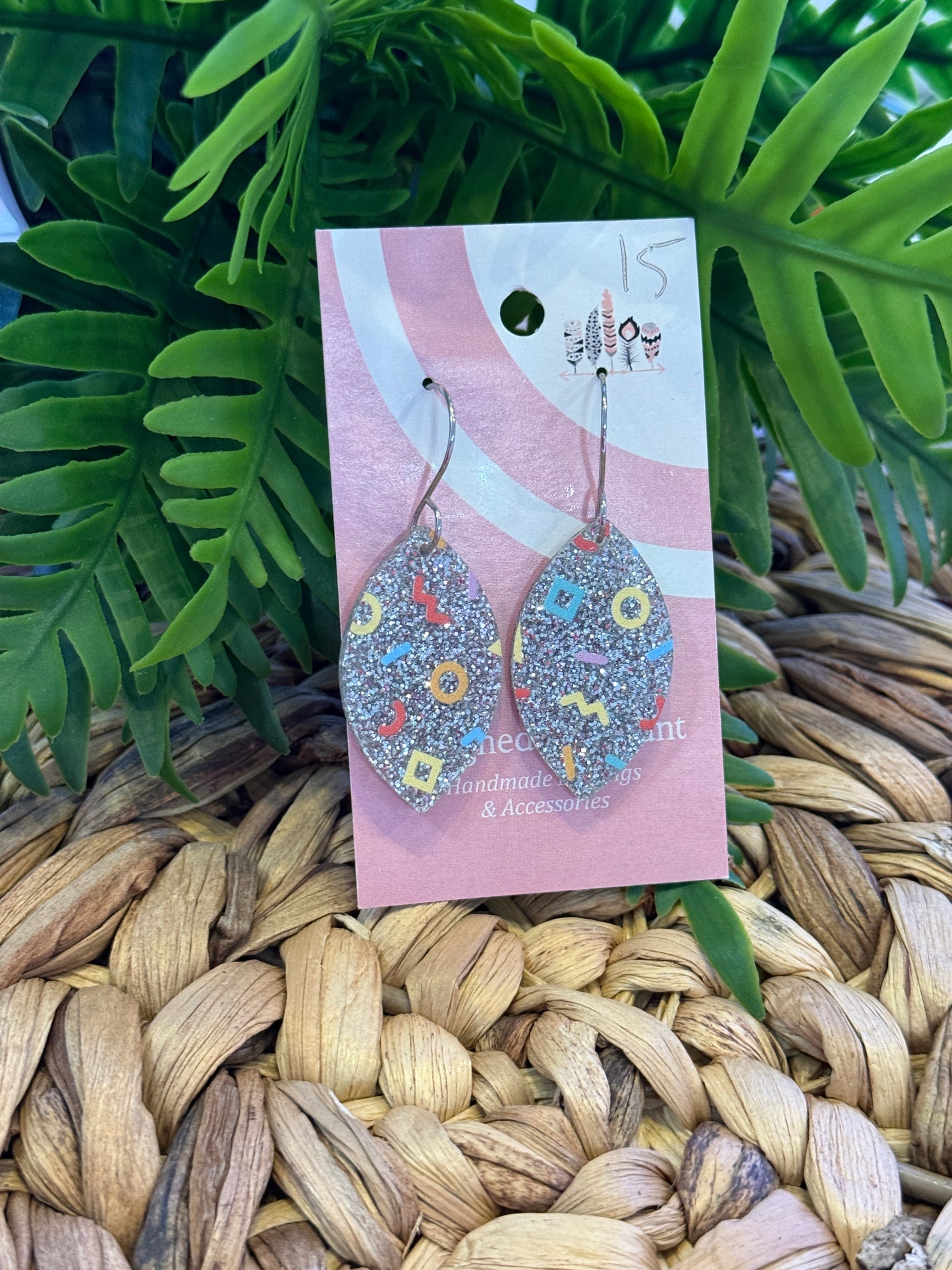 UV Printed Electric Confetti Dangle Earrings