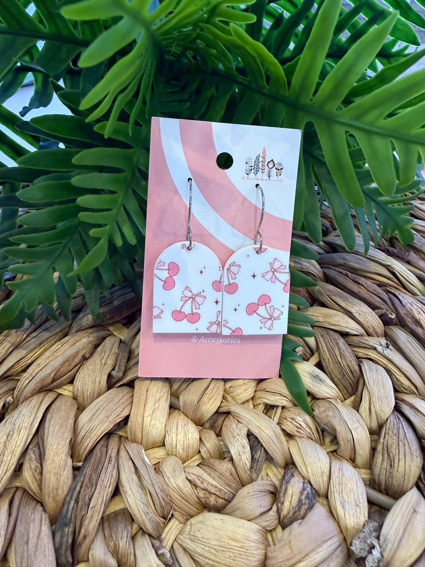 UV Printed Cherry Darling Dangle Earrings