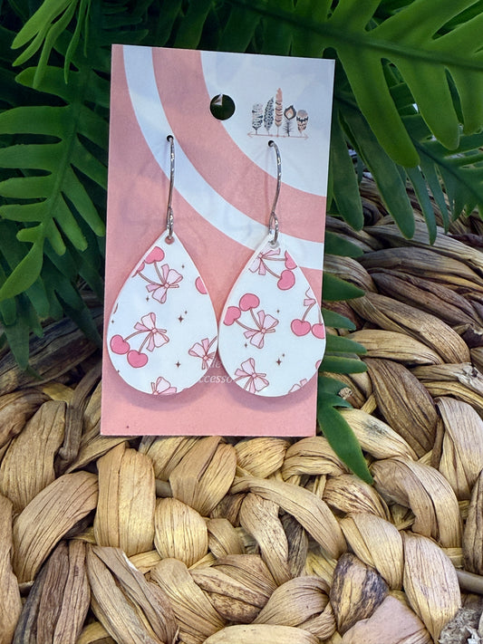 UV Printed Cherry Darling Dangle Earrings