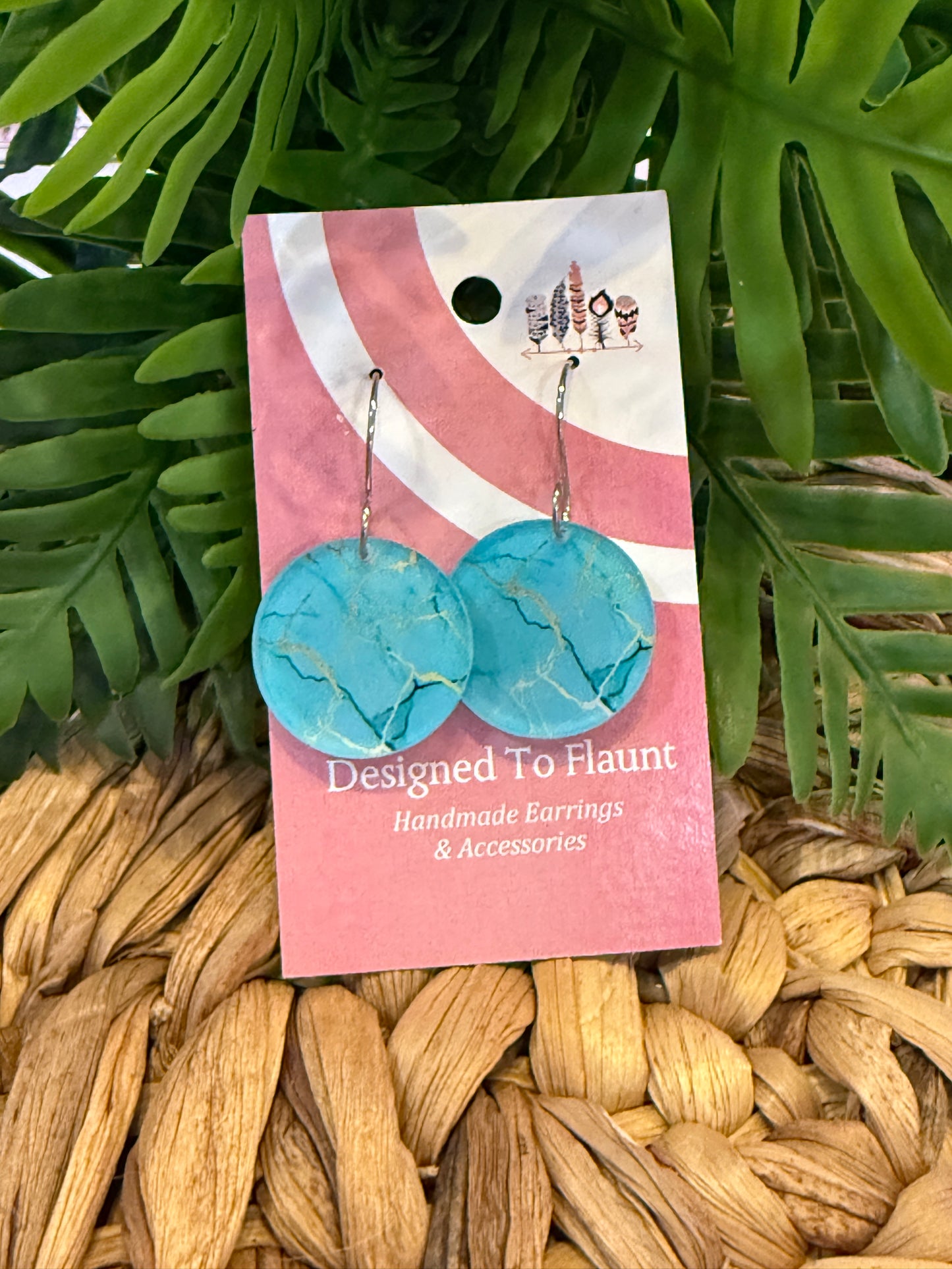 UV Printed Turquoise Vein Dangle Earrings